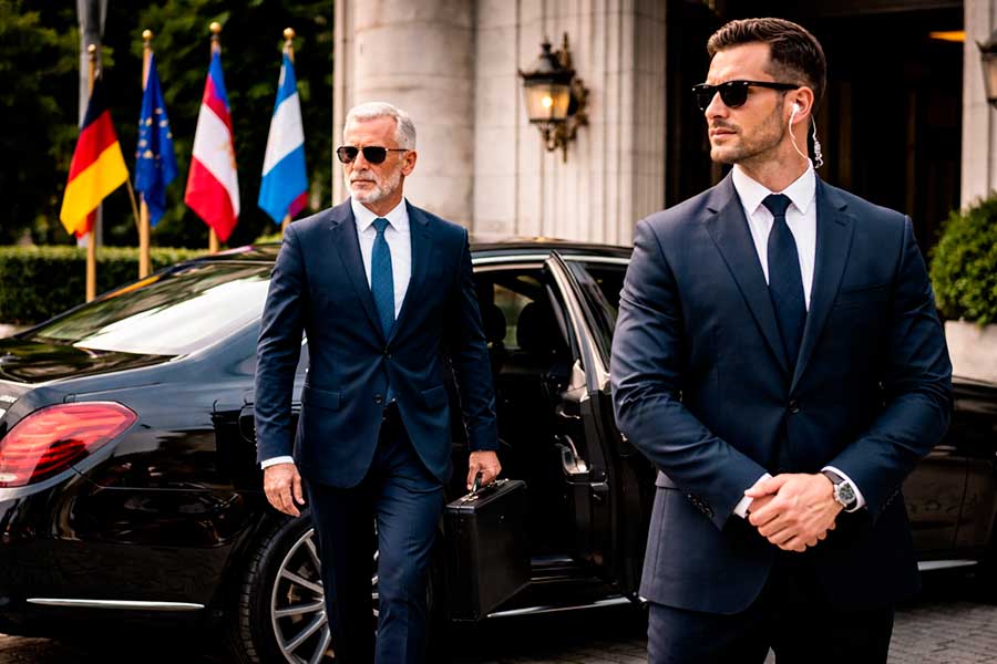 diplomático con escolta