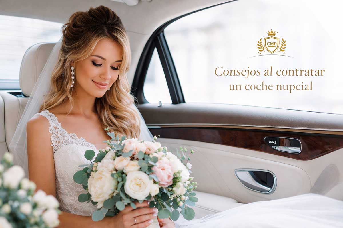 Novia en coche nupcial